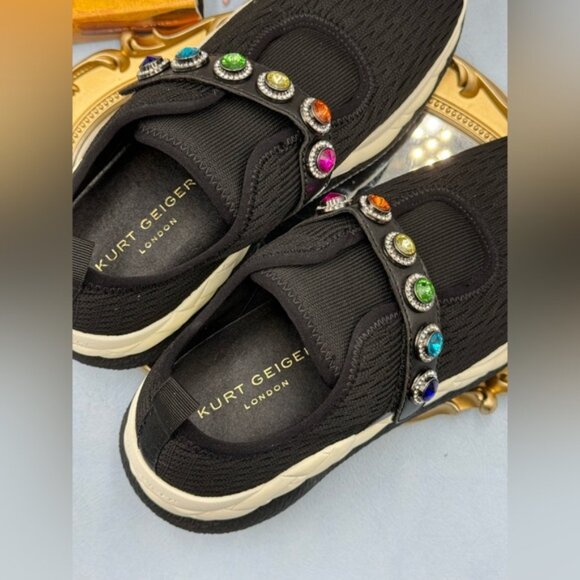 🆕 KURT GEIGER LONDON 🧿 NWOB London Knit Jewel Sneakers, Black Sz EU40 US 9 - Picture 9 of 15